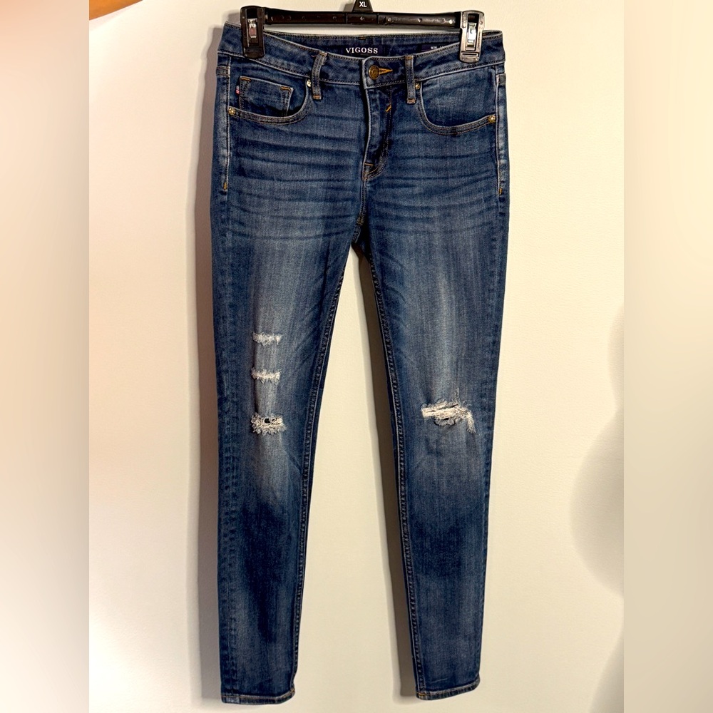 Vigoss Women's Blue Distressed Skinny Jeans